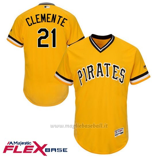Maglia Baseball Uomo Pittsburgh Pirates Roberto Clemente Majestic Autentico Collezione Or Flex Base Giocatore